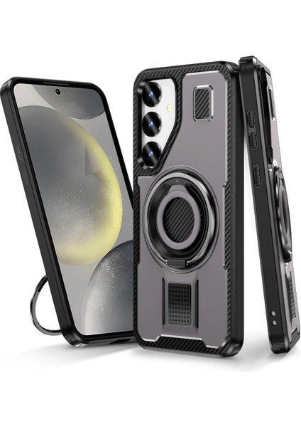 Samsung Galaxy A25 Uyumlu Standlı Selfie Yüzüklü 2mm Kamera Yükseltli Tank Kılıf