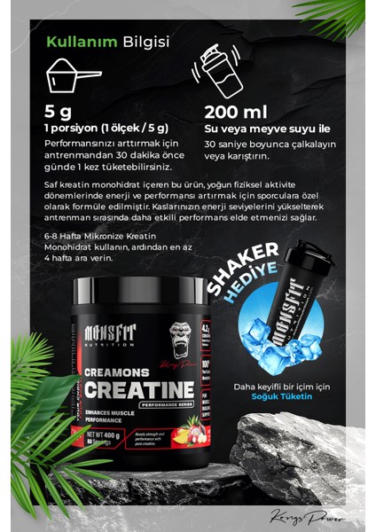 Creatine Creamons (80 Servis) 400 G (Tropikal Meyve Aromalı) indirimleri
