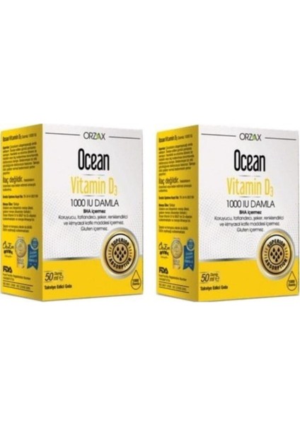 Ocean Vitamin D3 1000 Iu 50 ml Damla 2 Adet