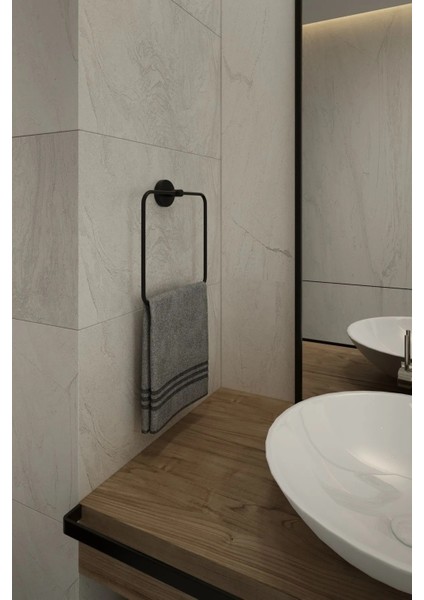 Yapışkanlı Siyah Kare Havlu Askısı