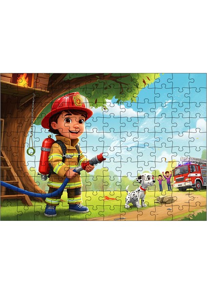 Ahşap Mdf Puzzle Yapboz Itfaiyeci Çocuk Macerası 120 Parça 25*35 cm