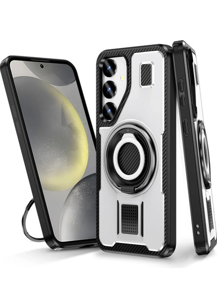 Samsung Galaxy A15 Uyumlu Standlı Selfie Yüzüklü 2mm Kamera Yükseltli Tank Kılıf