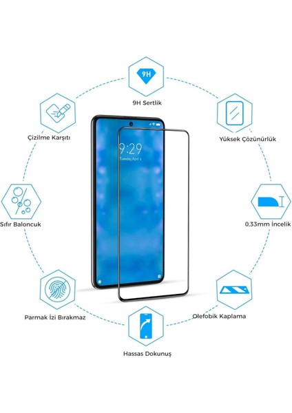 Redmi 9 Uyumlu Tam Kaplayan 5d Temperli Cam Koruma Ekran Koruyucu