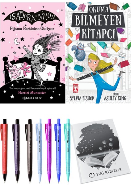 Okuma Bilmeyen Kitapçı ve Isadora Moon 10 Pijama Partisine Gidiyor 2'li Set - Kalem