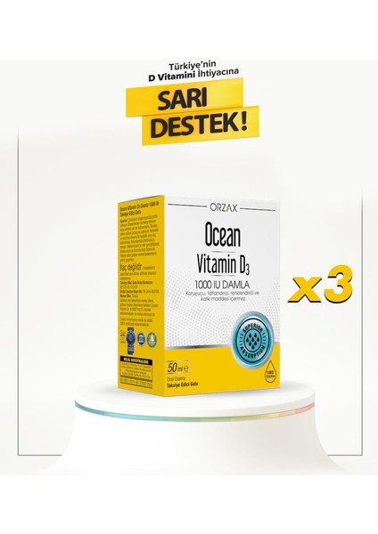 Ocean Vitamin D3 1000 Iu 50 ml Damla 3 Adet