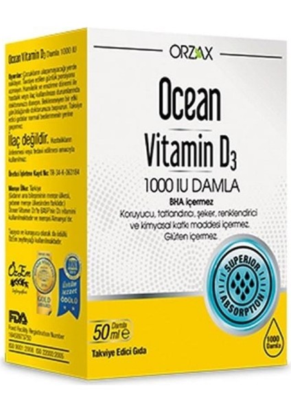 Ocean Vitamin D3 1000 Iu 50 ml Damla
