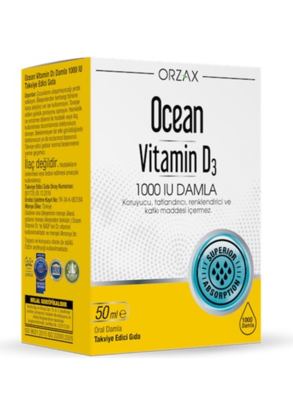 Ocean Vitamin D3 1000 Iu 50 ml Damla