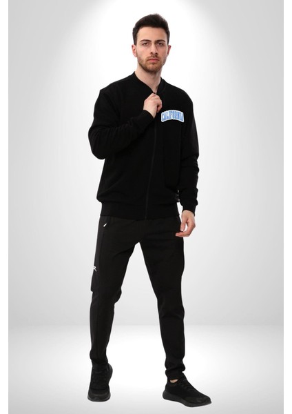 California Mavi Kollej Logo Erkek Kadın Dijital Baskılı Siyah Kolej Ceket - Unisex indirimleri