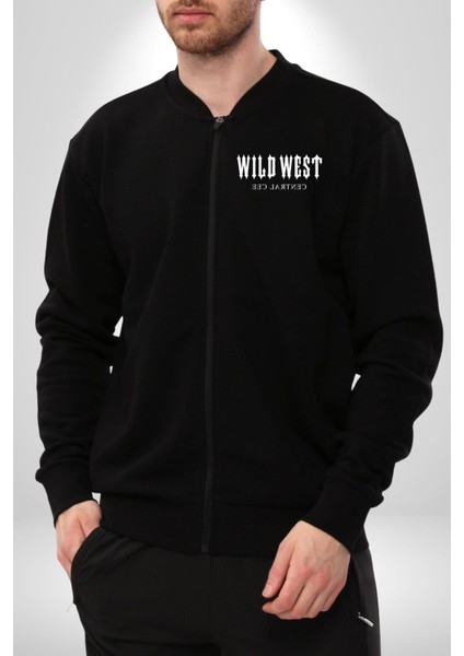 Wild West Central Cee Müzik Erkek Kadın Dijital Baskılı Siyah Kolej Ceket - Unisex indirimleri