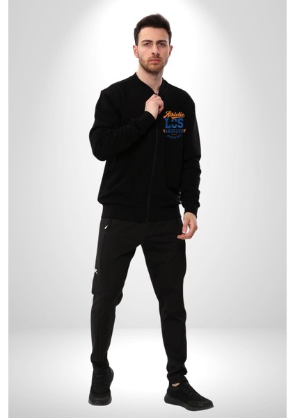 Atletic Los Angeles Erkek Kadın Dijital Baskılı Siyah Kolej Ceket - Unisex