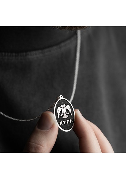Erkek 925 Ayar Gümüş Özel Tasarım Selçuklu Kartalı Kolye