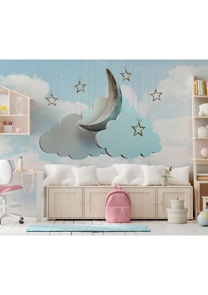 3 Boyutlu Bulutlar Mavi Çocuk Odası Duvar Kağıdı fiyatları