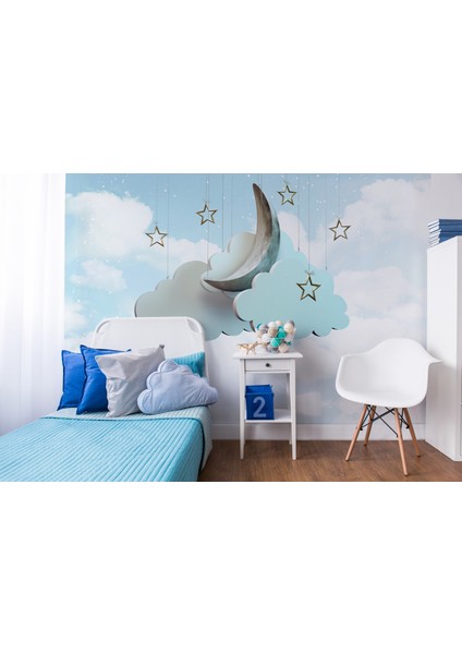 3 Boyutlu Bulutlar Mavi Çocuk Odası Duvar Kağıdı fırsatları