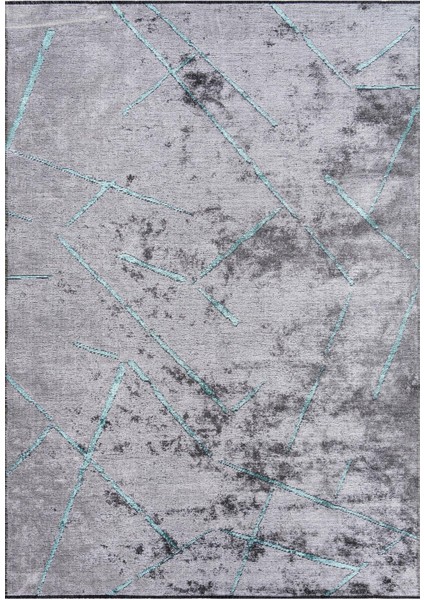 Azur UZ02A Gri Buz Mavi Pamuk Akrilik Yumuşak Dokulu Modern Kilim Halı