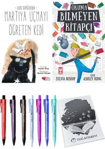 Okuma Bilmeyen Kitapçı ve Martıya Uçmayı Öğreten Kedi 2li Set