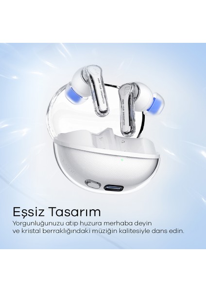 Clear TWS (ENC) Bluetooth Kablosuz Kulaklık Beyaz - IOS ve Android Uyumlu - (Soundpeats Türkiye Garantili)