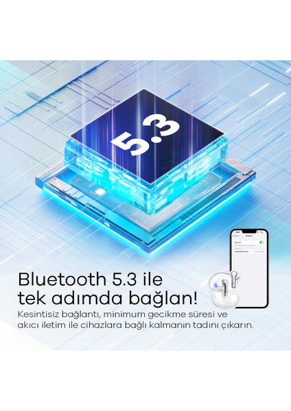 Clear TWS (ENC) Bluetooth Kablosuz Kulaklık Beyaz - IOS ve Android Uyumlu - (Soundpeats Türkiye Garantili)