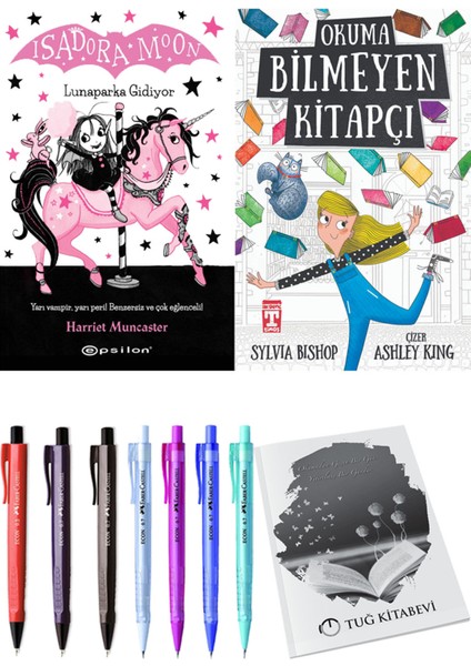 Okuma Bilmeyen Kitapçı ve Isadora Moon 7 Lunaparka Gidiyor 2li Set
