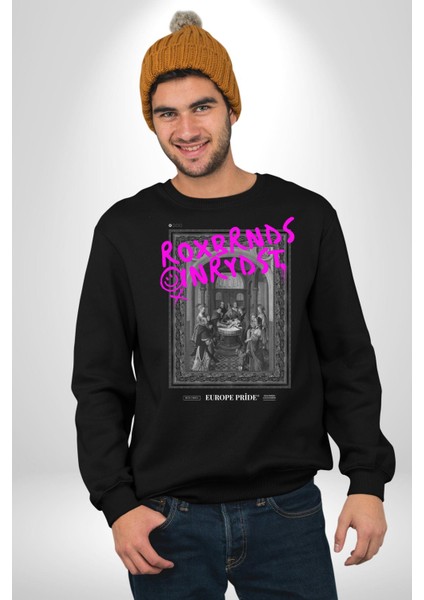 Vaftiz Bebek Papa Sanat Lenard Gaultier Sanat Erkek Kadın Unisex Dijital Baskılı Siyah Sweatshirt