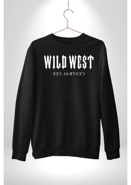 Wild West Central Cee Müzik Erkek Kadın Unisex Dijital Baskılı Siyah Sweatshirt fiyatları