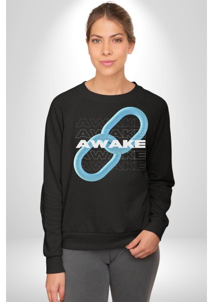Zincirini Kır Uyan Erkek Kadın Unisex Dijital Baskılı Siyah Sweatshirt