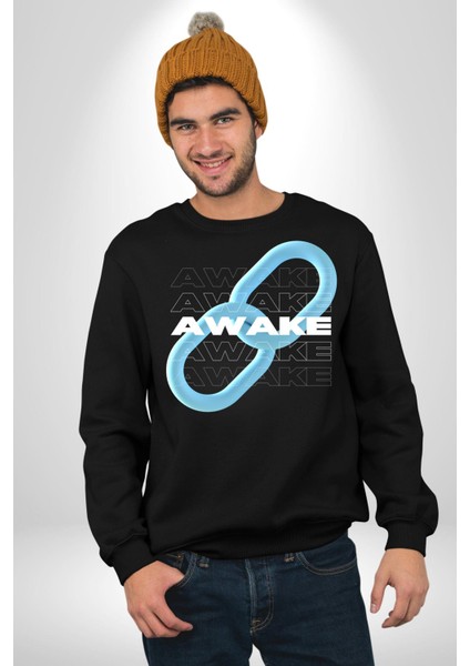 Zincirini Kır Uyan Erkek Kadın Unisex Dijital Baskılı Siyah Sweatshirt