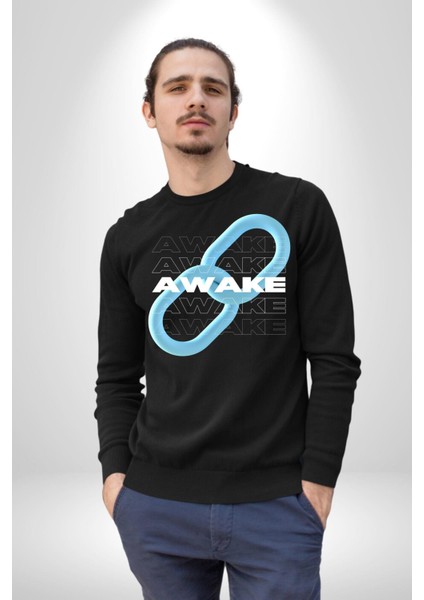 Zincirini Kır Uyan Erkek Kadın Unisex Dijital Baskılı Siyah Sweatshirt