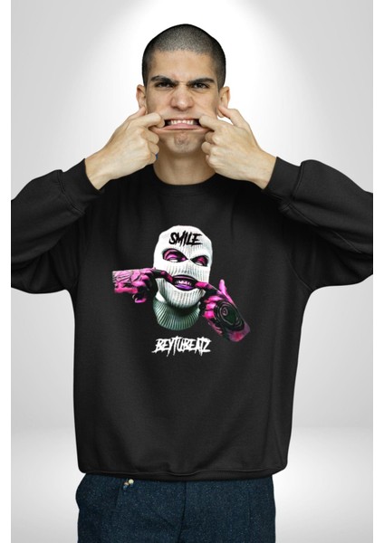 Bonanza Gülen Surat Gangster Erkek Kadın Unisex Dijital Baskılı Siyah Sweatshirt