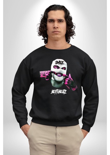 Bonanza Gülen Surat Gangster Erkek Kadın Unisex Dijital Baskılı Siyah Sweatshirt