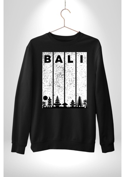 Bali Endonezya Erkek Kadın Unisex Dijital Baskılı Siyah Sweatshirt