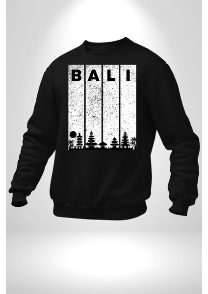Bali Endonezya Erkek Kadın Unisex Dijital Baskılı Siyah Sweatshirt