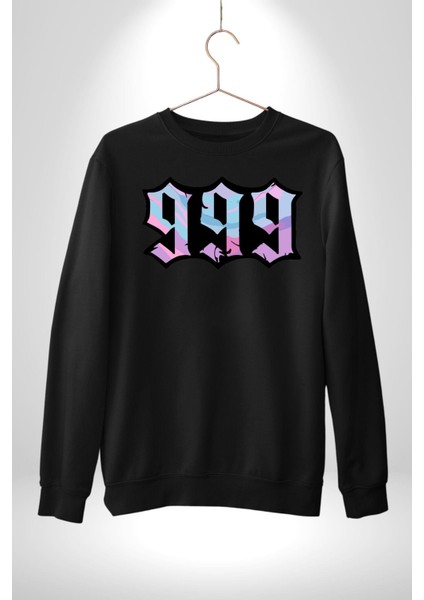 999 Bir Sonuç Bir Bitişi Simgeler Erkek Kadın Unisex Dijital Baskılı Siyah Sweatshirt