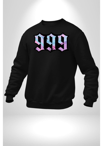999 Bir Sonuç Bir Bitişi Simgeler Erkek Kadın Unisex Dijital Baskılı Siyah Sweatshirt