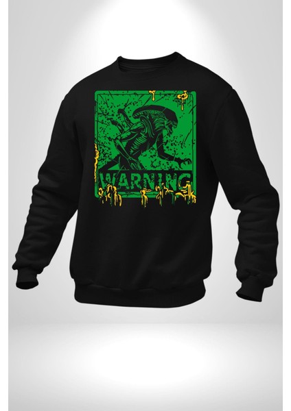 Alien Uzaylı Aranıyor Erkek Kadın Unisex Dijital Baskılı Siyah Sweatshirt