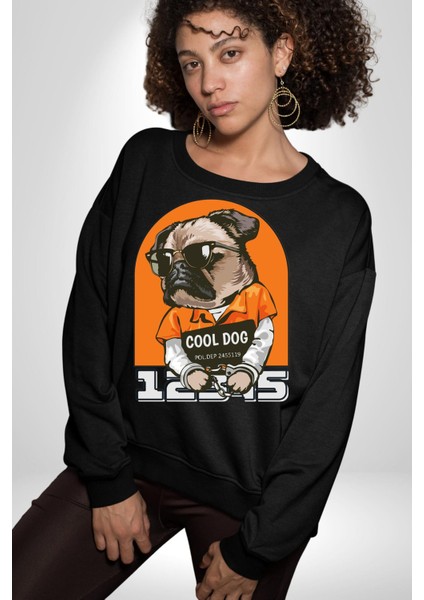 Cool Köpek Hapishane Güneş Gözlük Erkek Kadın Unisex Dijital Baskılı Siyah Sweatshirt