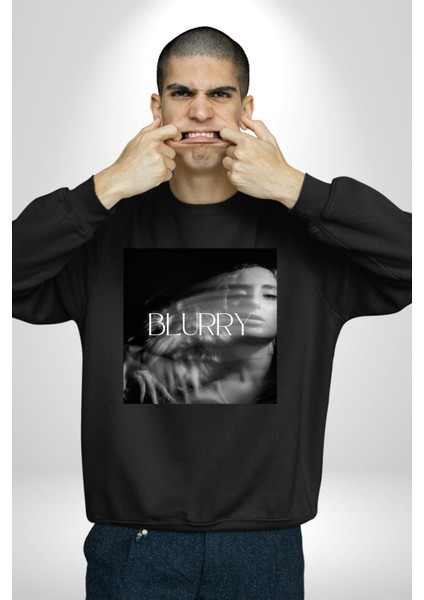 Blurry Kapak Kadınlar Costa Albüm Erkek Kadın Unisex Dijital Baskılı Siyah Sweatshirt