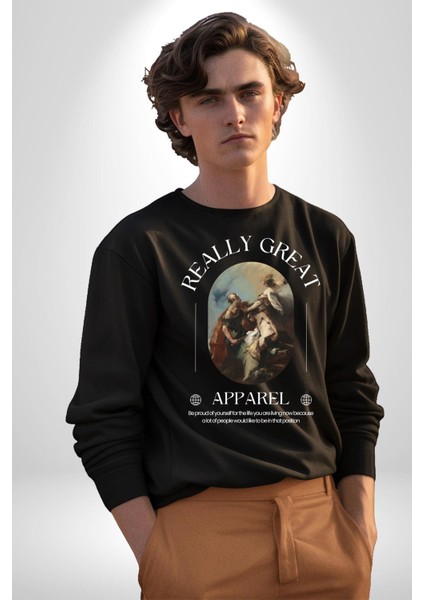 Ishak Kurbanı Erkek Kadın Unisex Dijital Baskılı Siyah Sweatshirt