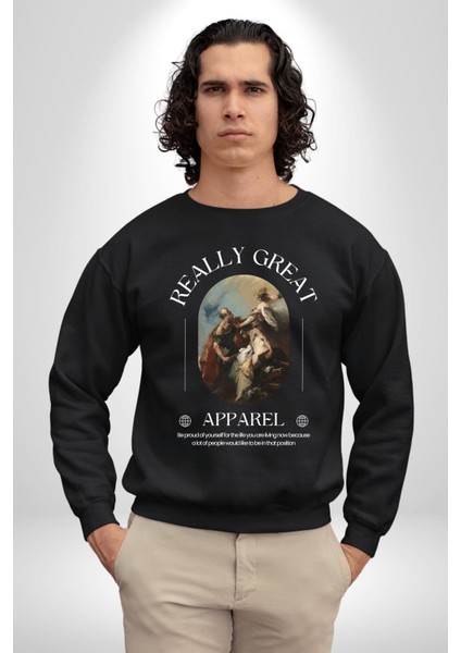 Ishak Kurbanı Erkek Kadın Unisex Dijital Baskılı Siyah Sweatshirt
