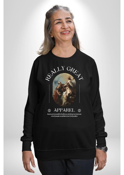 Ishak Kurbanı Erkek Kadın Unisex Dijital Baskılı Siyah Sweatshirt