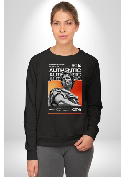 Julius Sezar Antil Heykel Erkek Kadın Unisex Dijital Baskılı Siyah Sweatshirt