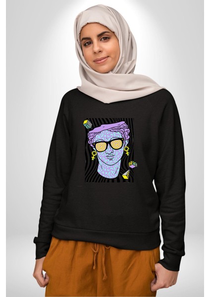 Sadece Piskoloji Erkek Kadın Unisex Dijital Baskılı Siyah Sweatshirt