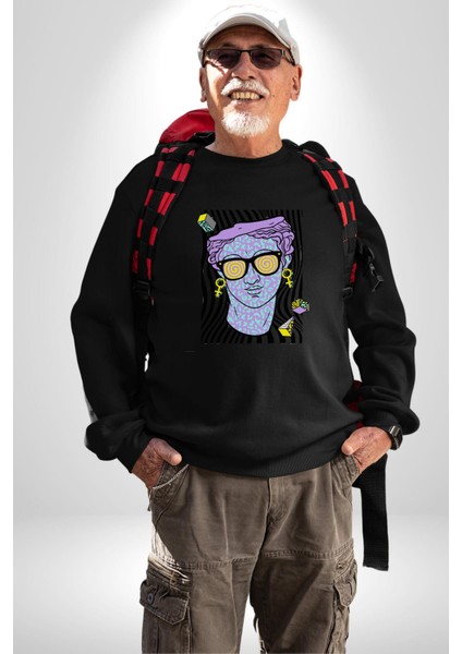 Sadece Piskoloji Erkek Kadın Unisex Dijital Baskılı Siyah Sweatshirt
