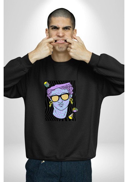 Sadece Piskoloji Erkek Kadın Unisex Dijital Baskılı Siyah Sweatshirt