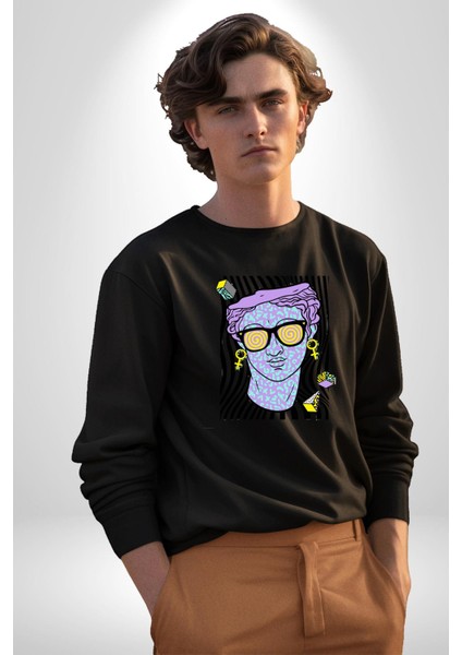 Sadece Piskoloji Erkek Kadın Unisex Dijital Baskılı Siyah Sweatshirt