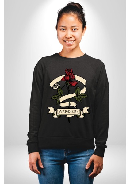 Gözlüklü Kedi Çift Tasarım Erkek Kadın Unisex Dijital Baskılı Siyah Sweatshirt