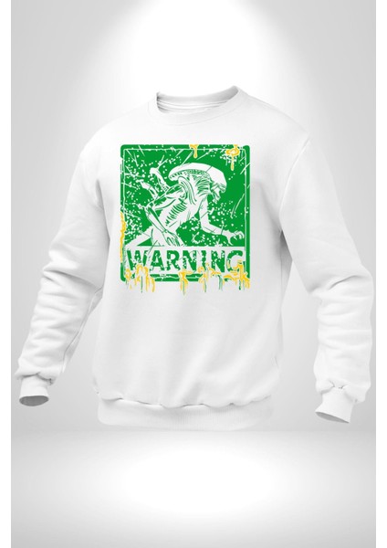 Alien Uzaylı Aranıyor Erkek Kadın Unisex Dijital Baskılı Beyaz Sweatshirt