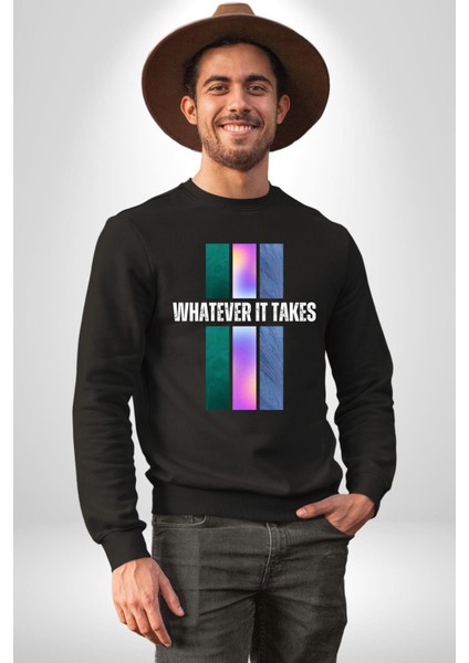 Ne Gerekiyorsa Onu Yap Renk Kartelası Erkek Kadın Unisex Dijital Baskılı Siyah Sweatshirt