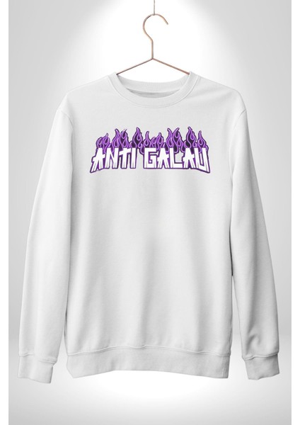 Anti Galau Erkek Kadın Unisex Dijital Baskılı Beyaz Sweatshirt