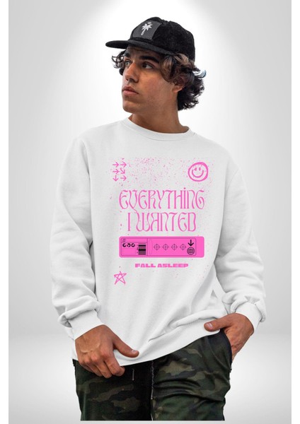 Istediğim Şey Uykuda Kalmak Erkek Kadın Unisex Dijital Baskılı Beyaz Sweatshirt fırsatları