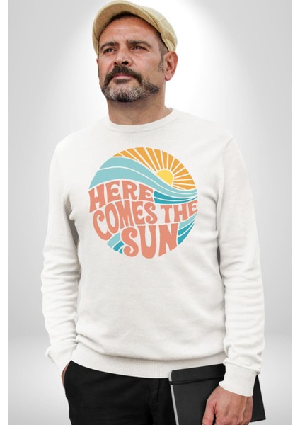 Yaz Tatili Güneş Geldi Tema Erkek Kadın Unisex Dijital Baskılı Beyaz Sweatshirt fırsatları